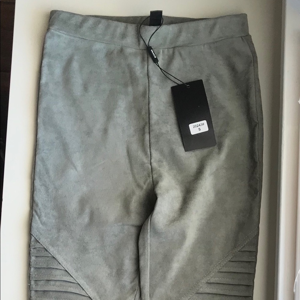 Faux Suede Moto Leggings